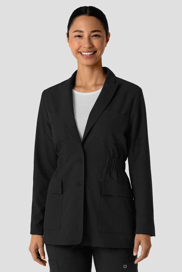 Wink Layers Women's 28 1/4"  4-Pocket Blazer Short Lab Coat - Black - 2