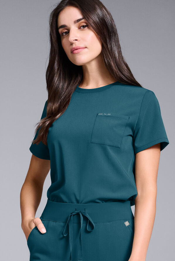 Hypothesis Women's Base Crew-Neck Tuck-In Scrub Top - Caribbean Blue - 2