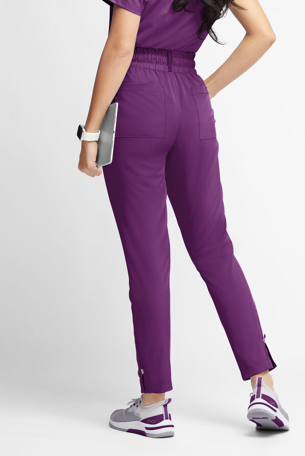 WhisperLite ISLA Women's 5-Pocket Tapered Scrub Pants - Eggplant - 3
