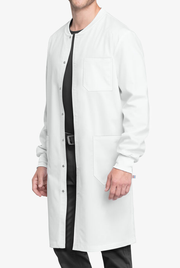 Cherokee Workwear Revolution Tech Unisex 3-Pocket STRETCH Snap Front Lab Coat - White - 4