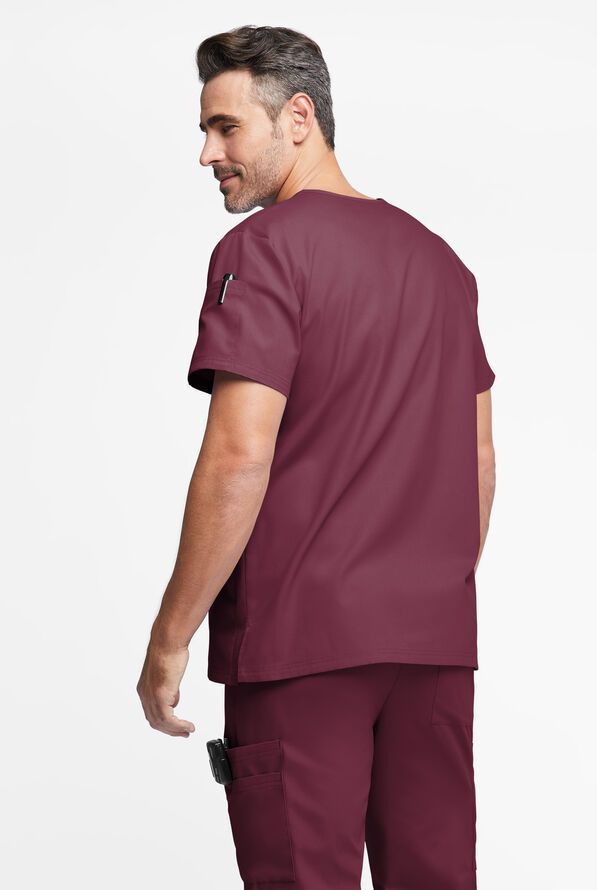 Butter-Soft Originals Men's 6-Pocket V-Neck Scrub Top - Wine - 3