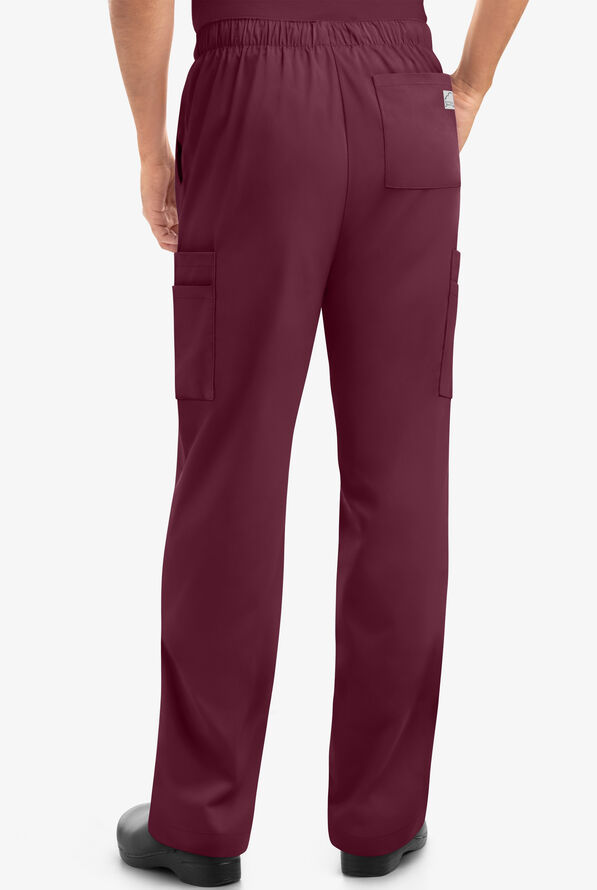 Pantal&oacute;n m&eacute;dico Butter-Soft STRETCH estilo cargo con piernas rectas y 9 bolsillos para hombre - Wine - 3