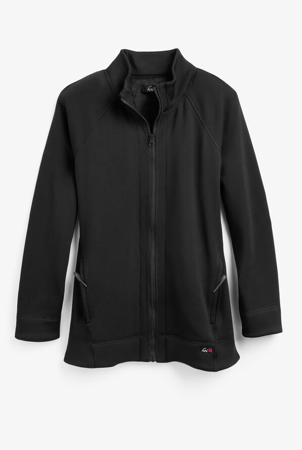 koi Lite&trade; Wellness Women's 4-Pocket Fleece Inner Scrub Jacket - Black - 1