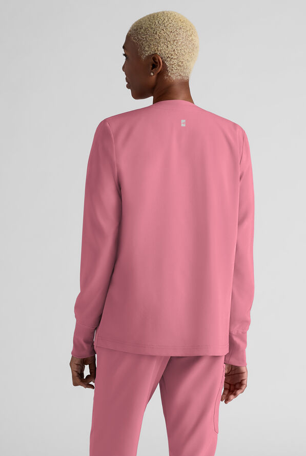 Easy STRETCH Rachel Women's 3-Pocket Snap Front Scrub Jacket - Tea Rose - 2