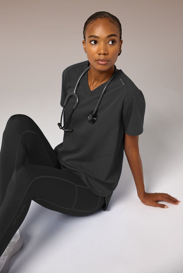 Blusa m&eacute;dica Hypothesis STRETCH estilo t&uacute;nica con 2 bolsillos para mujer - Jet Black - 7