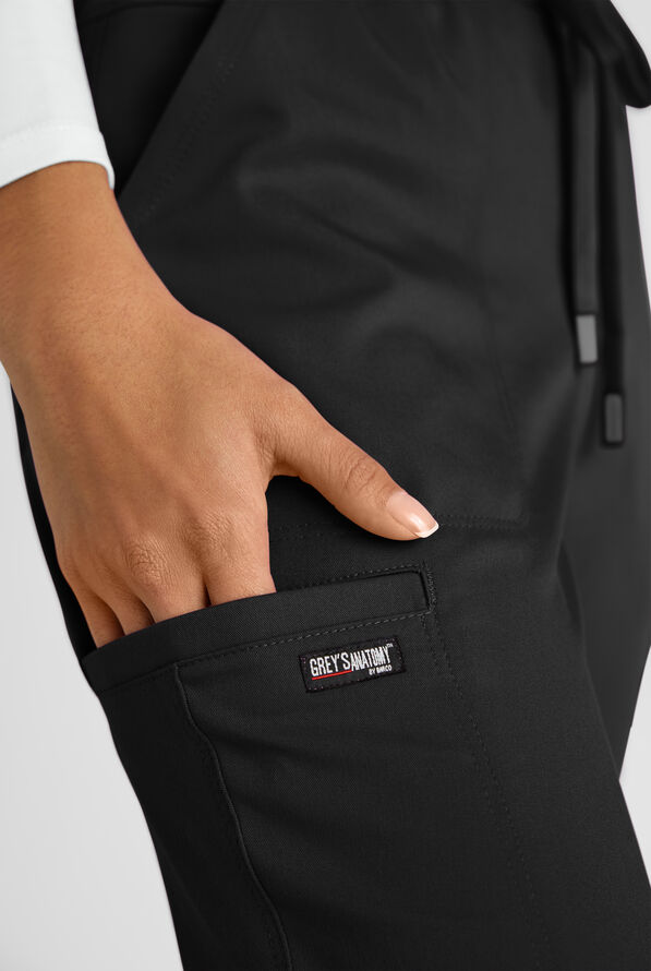 Grey's Anatomy by Barco Emerge Rylee Women's 6-Pocket STRETCH Mid Rise Jogger Scrub Pants - Black - 3