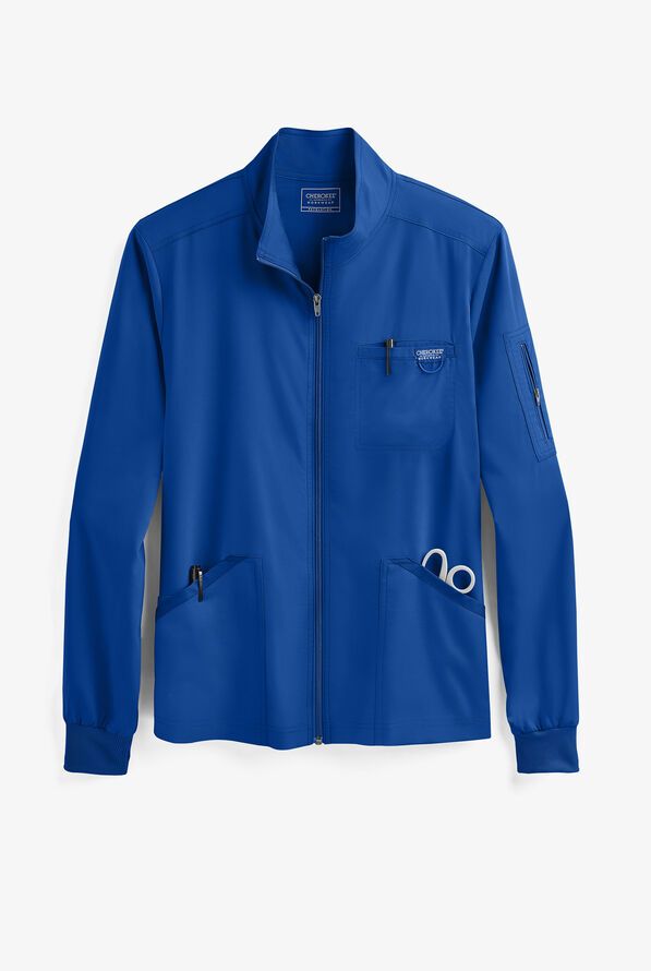 Cherokee Workwear Revolution Men's 5-Pocket STRETCH Zip Front Scrub Jacket - Royal - 1