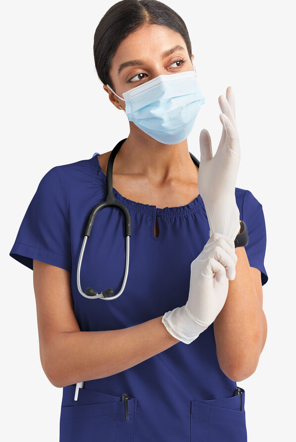 Blusa m&eacute;dica UA Butter-Soft STRETCH estilo campesina con mangas cortas y 6 bolsillos para mujer - Galaxy - 8