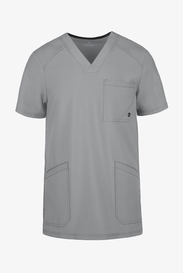 Camisa m&eacute;dica Cherokee Infinity con 2 bolsillos y paneles laterales de tejido para hombre  - Grey - 1