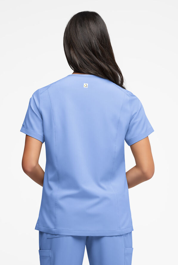 Blusa médica ReSurge Ruby con cuello en V y 5 bolsillos para mujer - Ceil Blue - 4
