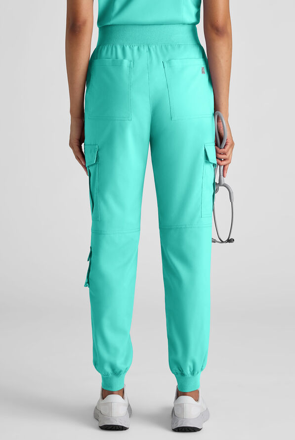 Butter-Soft STRETCH FLXTEK+ Women's 8-Pocket Cargo Jogger Scrub Pant - Aqua Dust - 7