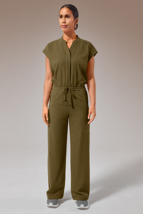 Hypothesis Duo Base Women's 6-Pocket Wide Leg Jumpsuit - Dark Moss - 1