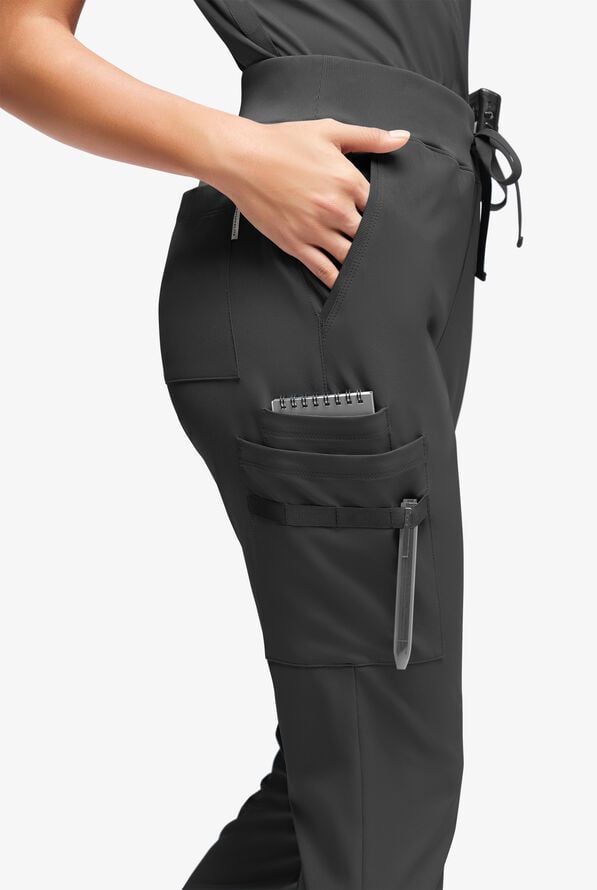 WhisperLite YARA Women's 10-Pocket Cargo Jogger Scrub Pants - Black - 2