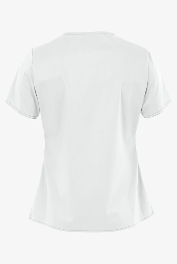 Dickies Gen Flex Youtility Women's 5-Pocket STRETCH Contemporary V-Neck Scrub Top - White - 2
