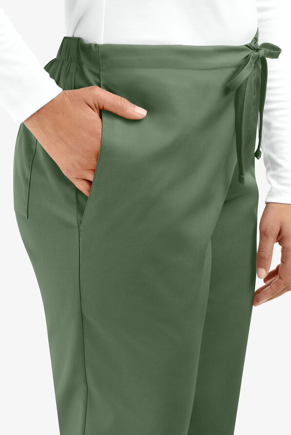 Cherokee Workwear Women's 3-Pocket Flare Leg Drawstring Scrub Pants - Olive - 3