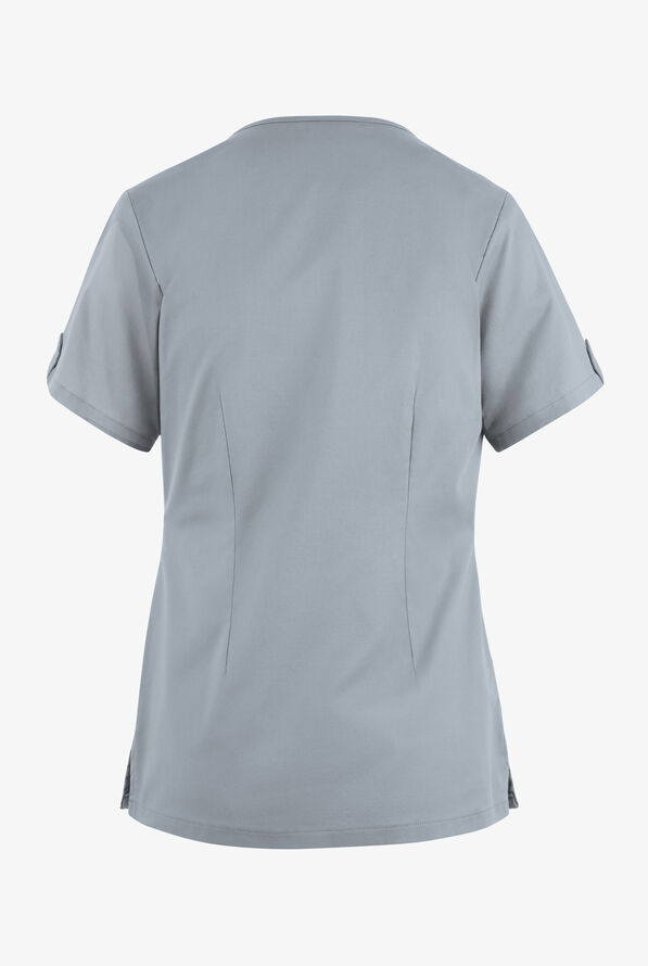 Blusa m&eacute;dica Butter-Soft STRETCH con cuello en V y 6 bolsillos para mujer - Silver - 4