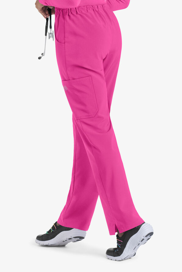 Easy STRETCH Eden Women's 4-Pocket Drawstring Scrub Pants - Petite - Glam Pink - 2