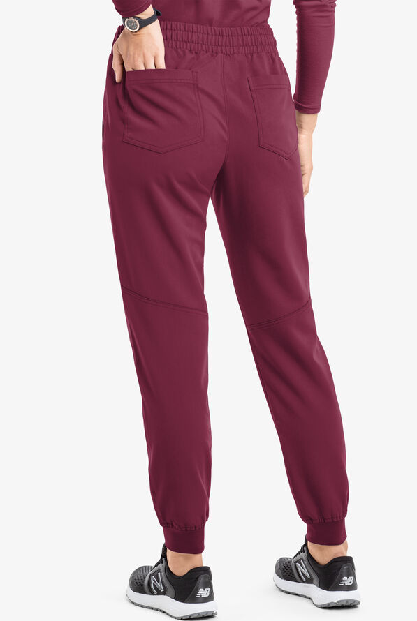 MOVEMENT by Butter-Soft Vega Women's 5-Pocket Flat Front Jogger STRETCH Scrub Pants - Tall - Wine - 4