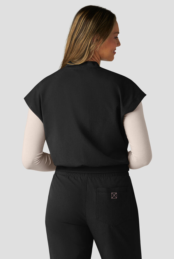 koi Solis Trinity Women's 1-Pocket STRETCH Banded Bottom Split V-Neck Scrub Top - Black - 4