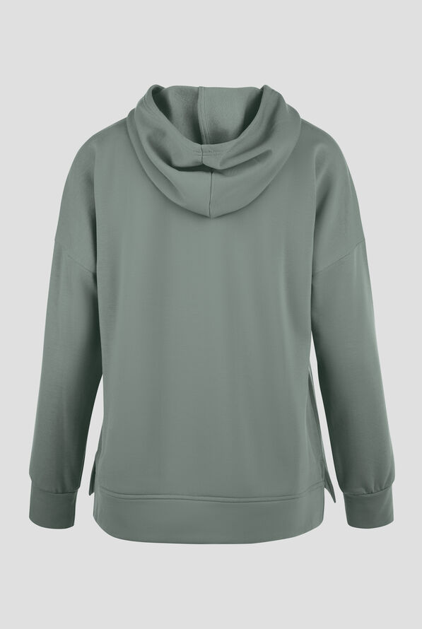 Wink Unwind Women's 1-Pocket STRETCH Fleece Hoodie Scrub Jacket - Sage - 2