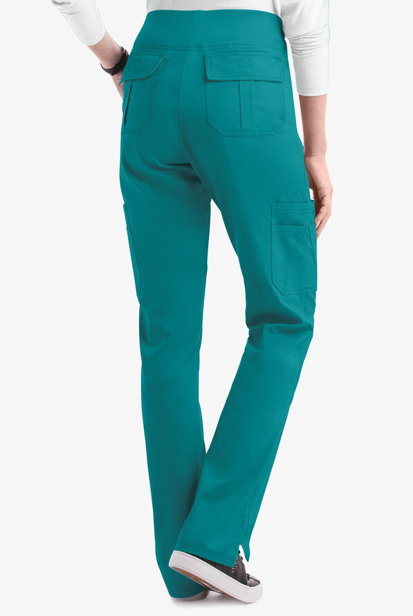 Butter-Soft STRETCH Women's 10-Pocket Active Yoga Scrub Pants - Tall - Teal - 4