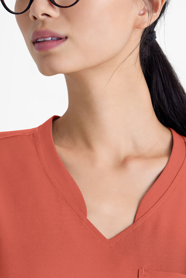 Grey's Anatomy by Barco Evolve STRETCH Sway Women's 1-Pocket Tuck In V-Neck Scrub Top - Sedona Red - 3