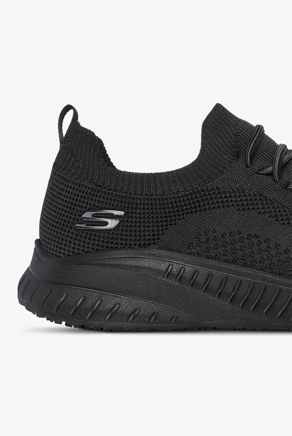 Skechers Work Women's SQUAD CHAOS Black Bungee Athletic Slip On Shoes - Black - 4