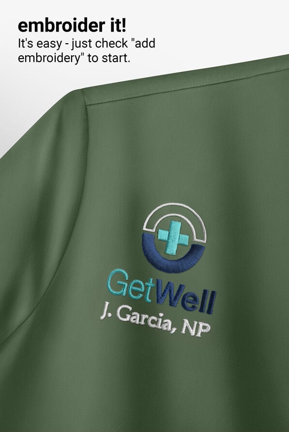 Blusa m&eacute;dica unisex Cherokee Workwear con 1 bolsillo y cuello en V - Olive - 3