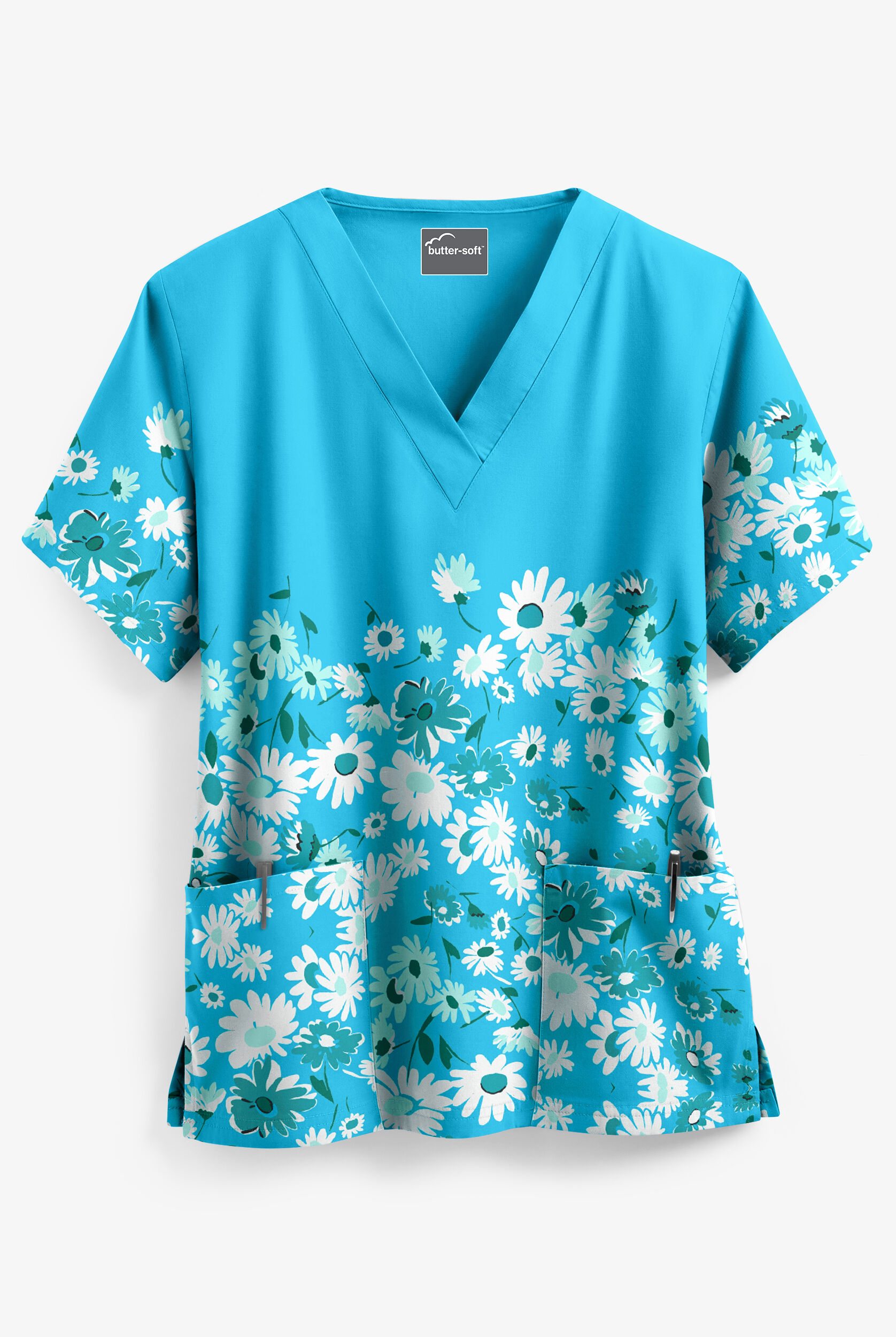 turquoise print tops