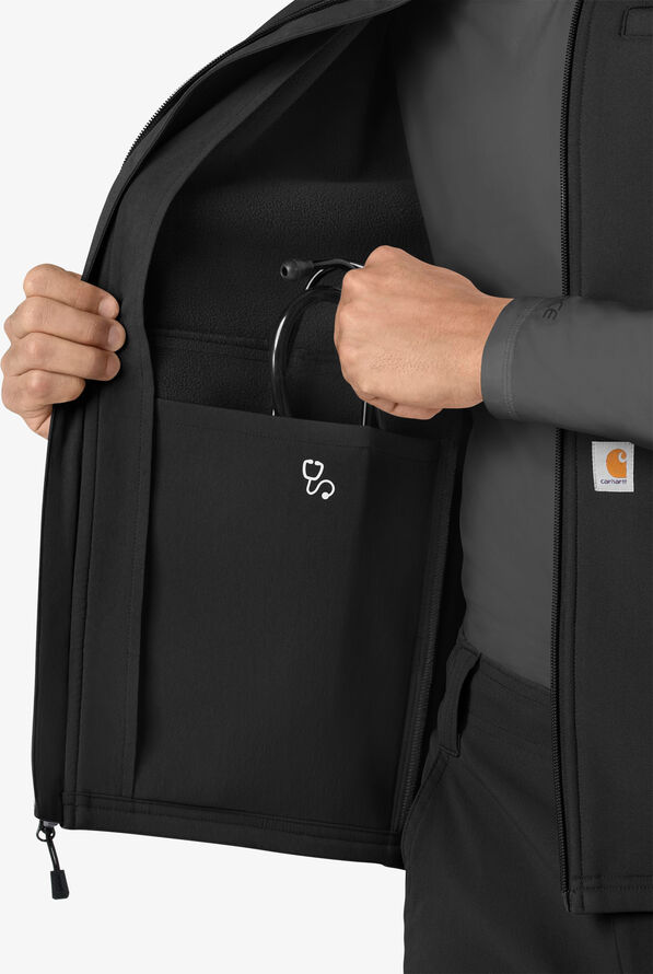 Carhartt Force Rugged Men's 6-Pocket Bonded Fleece Utility Zip Front Scrub Vest - Black - 2
