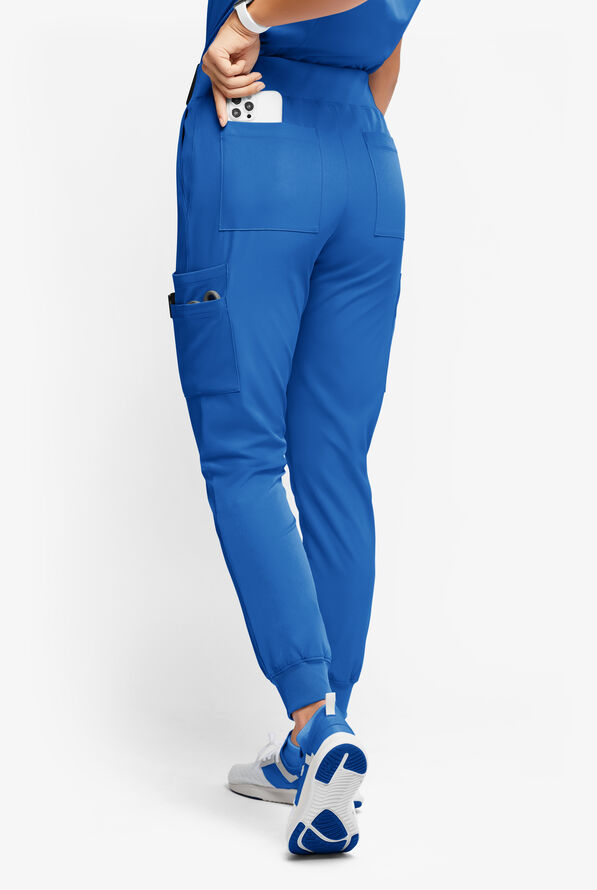 Pantalón médico WhisperLite YARA estilo cargo jogger con 10 bolsillos para mujer - Royal - 3