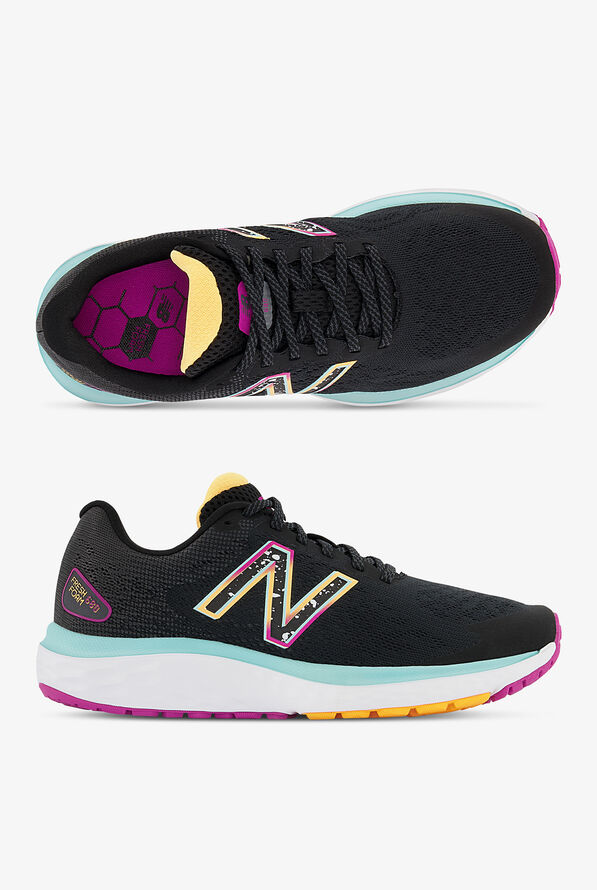 New Balance Women's Fresh Foam 680v7 Black/Surf/Lemonade Athletic Lace Up Nursing Shoes - null - 1
