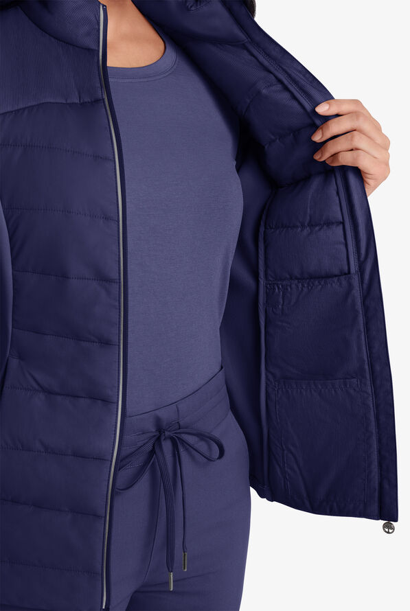Healing Hands Purple Label Khloe Women's 7-Pocket Zip Front Quilted Scrub Vest - Navy - 4