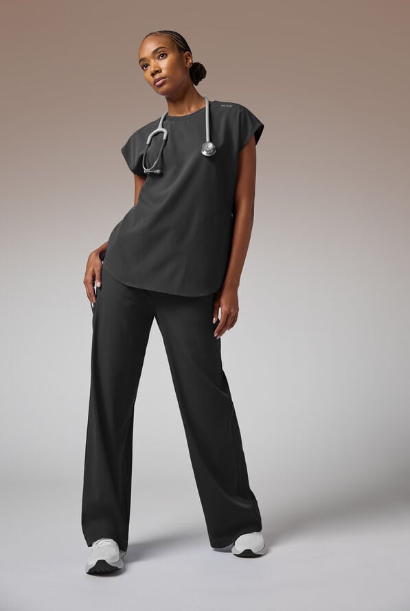 Blusa m&eacute;dica Hypothesis DM Crew de corte holgado con mangas dolm&aacute;n y 2 bolsillos para mujer - Jet Black - 5