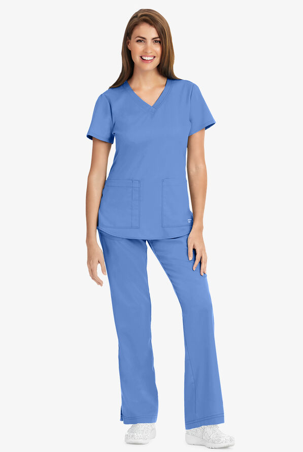 Grey's Anatomy™ by Barco Aubrey Women's 2-Pocket Classic Fit Scrub Top - Ceil Blue - 2