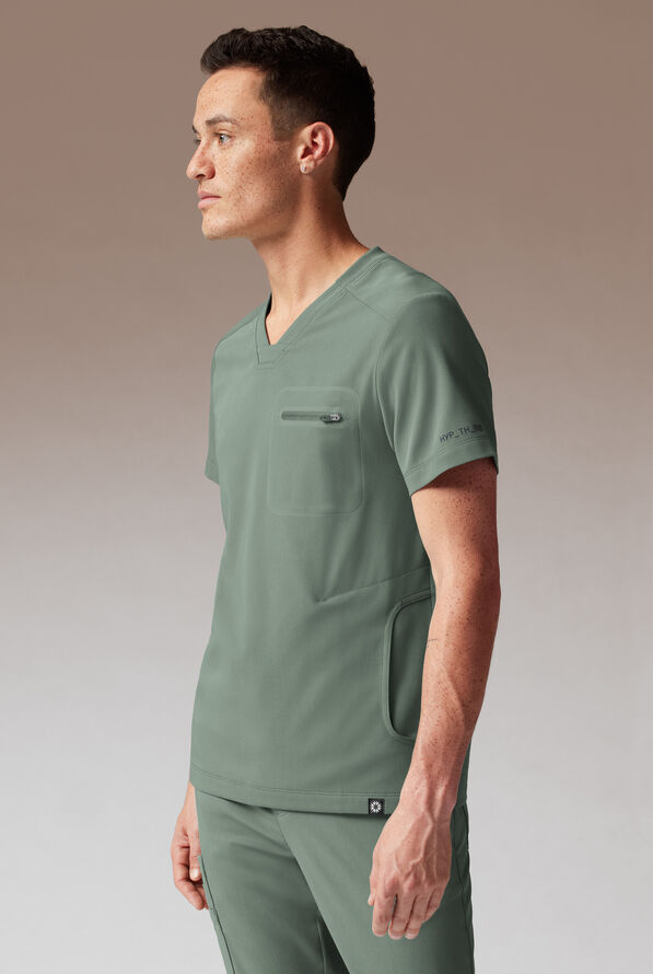 Camisa m&eacute;dica Hypothesis System 3 con cuello en V y 3 bolsillos para hombre - Mineral - 1