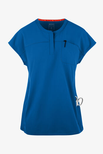 Infinity GNR8 Women's 3-Pocket STRETCH Rib-Knit Dolman Sleeve Zip Placket Round Neck Scrub Top