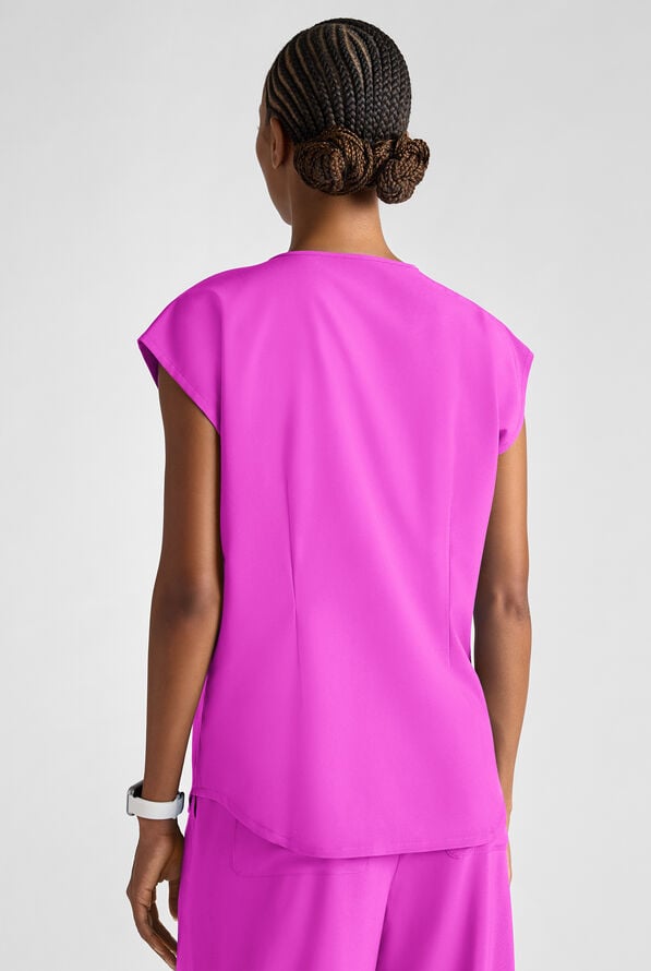 Easy STRETCH Gracie Women's Dolman Sleeve Crew Neck Scrub Top - Electric Fuchsia - 5