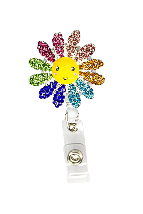 Outside the Box Flower Sparkle & Shine Swivel Badge Reel - null - 1
