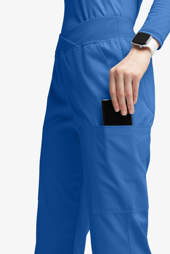 Pantalón médico Butter-Soft Originals Tall de tiro medio y cintura cruzada con piernas anchas y 7 bolsillos para mujer - Royal - 2