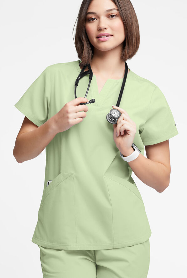 Butter-Soft Originals Women's 4-Pocket Notch Neck Scrub Top - Spring Mint - 2