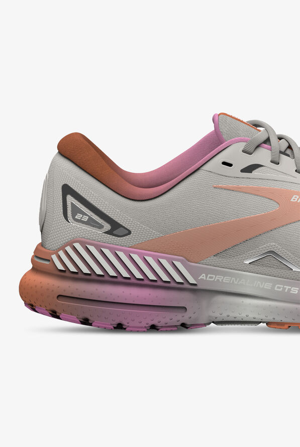 Brooks Women's Adrenaline GTS 23 White Sand/Sunset/Fuchsia Athletic Lace Up Nursing Shoes - null - 4