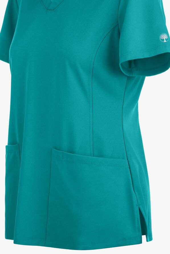 HH Works by Healing Hands Monica Women's 4-Pocket STRETCH V-Neck Scrub Top - Teal - 4