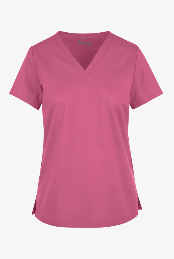 Butter-Soft STRETCH Women's V-Neck Tuck In Top - Berry Haze - 1