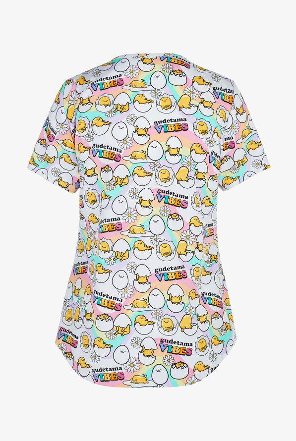 Blusa m&eacute;dica estampada Tooniforms Gudetama Gude Vibes STRETCH con cuello en V y 2 bolsillos para mujer - null - 2