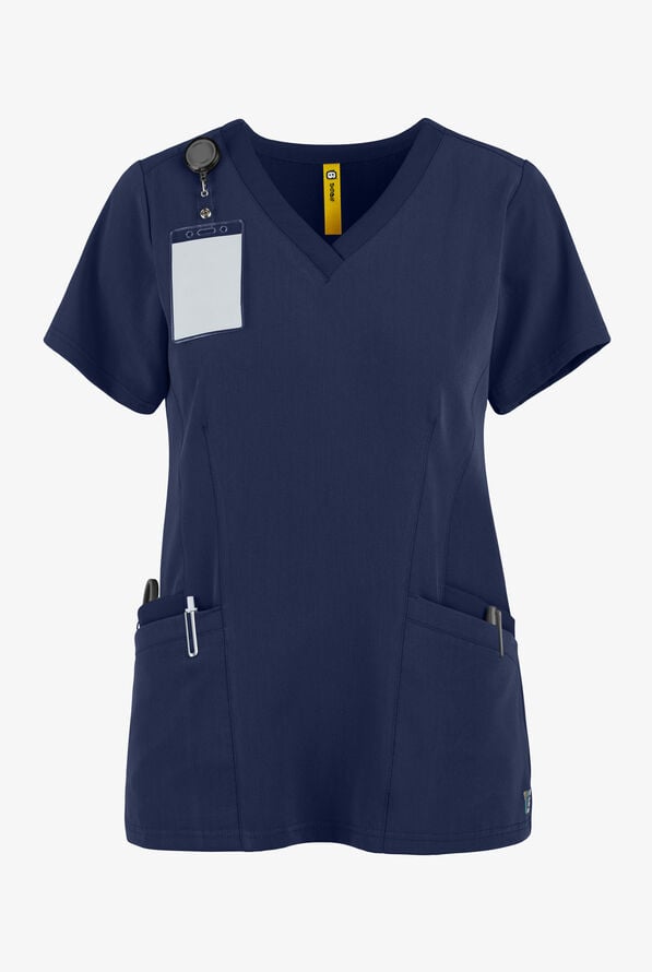 WonderWink Aero Women's 4-Pocket STRETCH Flex Back V-Neck Scrub Top - Navy - 1