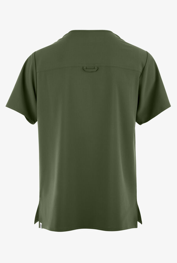 Wink Renew Men's 2-Pocket STRETCH EZ Zip V-Neck Scrub Top - Olive - 4