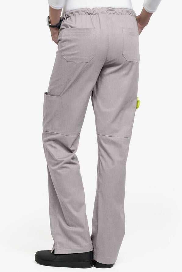 Butter-Soft STRETCH Women's 10-Pocket Drawstring Scrub Pants - Silver Heather - 2