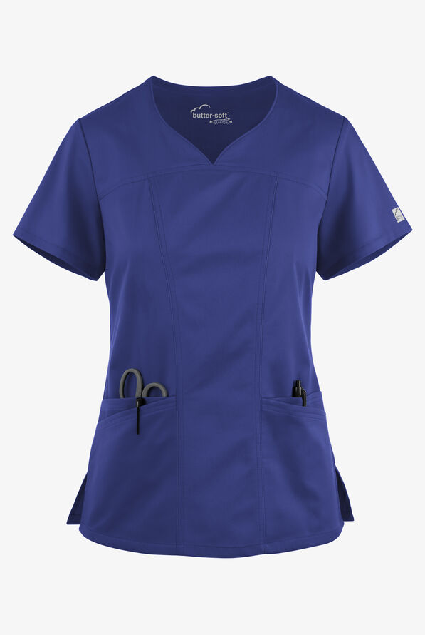 Butter-Soft STRETCH Women's 4-Pocket Sweetheart Neck Scrub Top - Galaxy - 1