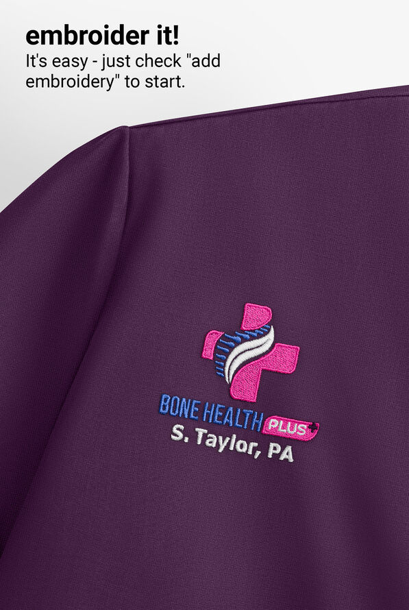 Cherokee Workwear Revolution Women's 2-Pocket STRETCH Mock Wrap Scrub Top - Eggplant - 4